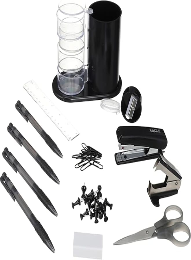 Eagle desk organizer set - transparent & black